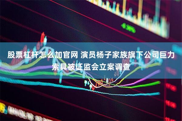 股票杠杆怎么加官网 演员杨子家族旗下公司巨力索具被证监会立案调查
